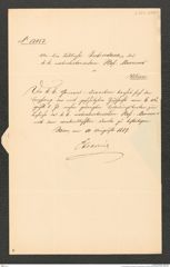 k.k. naturhistorisches Hofmuseum, Intendanzakten 1885-1896 (Hauer), Aktenzahl Z.525.e/1889, Seite 1